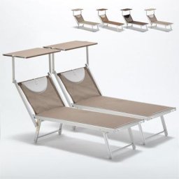 2 Santorini Limited Edition Aluminium-Liegen für den Strand Cappuccino - Beige Santorini