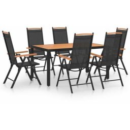 7-tlg. Garten-Essgruppe Aluminium Schwarz Vidaxl Schwarz