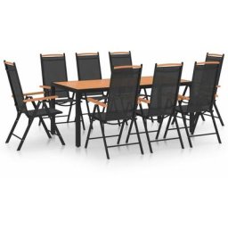 9-tlg. Garten-Essgruppe Aluminium Schwarz Vidaxl Schwarz