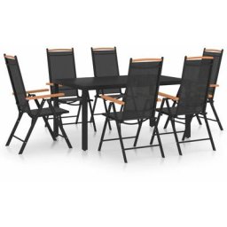 7-tlg. Garten-Essgruppe Aluminium Schwarz vidaXL - Schwarz