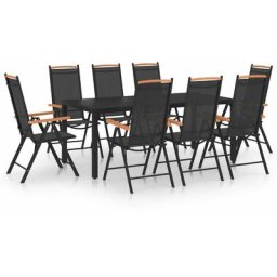 9-tlg. Garten-Essgruppe Aluminium Schwarz Vidaxl Schwarz