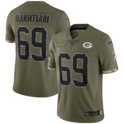 Nike David Bakhtiari Olive Green Bay Packers 2022 Salute To Service Limited Trikot für Herren