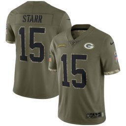 Nike Bart Starr Olive Green Bay Packers 2022 Salute To Service Retired Player Limited Trikot für Herren