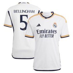 Real Madrid adidas Home Shirt 2023-24 with Bellingham 5 printing