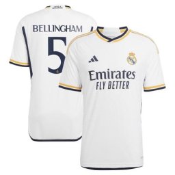 Real Madrid adidas Home Authentic Shirt 2023-24 with Bellingham 5 printing