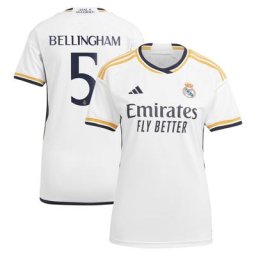 Real Madrid adidas Home Shirt 2023-24 - Womens with Bellingham 5 printing