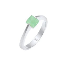 Elli PREMIUM Elli PREMIUM Pierścień Damska klasyczna piramida elegancka z kamieniem jadeitowym w pozłacanym srebrze 925 Sterling Silver Ringe Damen