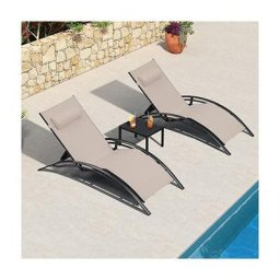 Xxl 2-er Set Sonnenliege,Aluminium Gartenliege mit Beistelltisch und Kopfkissen,Schnelltrocknende