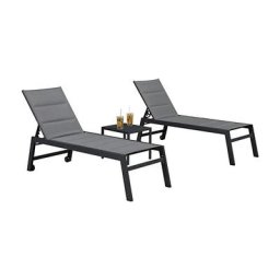 2-er Set Sonnenliege klappbar Aluminium, Gartenliege mit Rollen, Rollliege, Saunaliege Verstellbar,