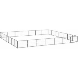 Hundezwinger Schwarz 49 m² Stahl Vidaxl Schwarz