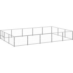 Hundezwinger Silbern 15 m² Stahl vidaXL - Silber