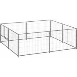 Hundezwinger Silbern 4 m² Stahl Vidaxl Silber