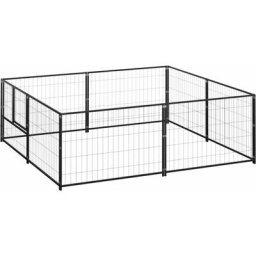 Hundezwinger Schwarz 4 m² Stahl Vidaxl Schwarz