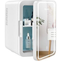 2 in 1 Mini Kühlschrank mit led Spiegel, 10 l ac/dc Fridge mit Kühl- & Heizfunktion & 3
