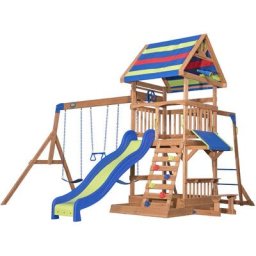 Spielturm Holz Northbrook Spielplatz für Kinder mit Rutsche, Sandkasten, Schaukel und Picknicktisch