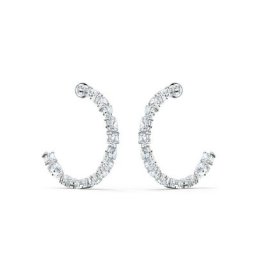Swarovski Paar Creolen Tennis Deluxe Mixed Kreolen, weiss, rhodiniert, 5562128, mit Swarovski® Kristallen