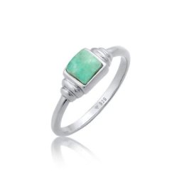 Elli Premium Fingerring Amazonit Edelstein Quadrat Vintage 925 Silber