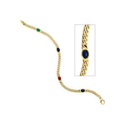 JOBO Goldarmband, 585 Gold massiv mit Rubin Safir Smaragd 19 cm