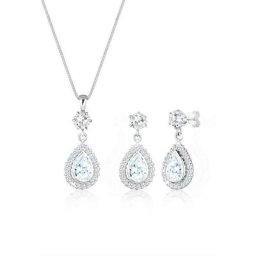 Elli Premium Schmuckset Edle Tropfenform verziert mit Zirkonia 925 Silber