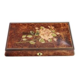 Spieluhr Schmuckschatulle/Kästchen mit Holzeinlegearbeit Rose für Erwachsene