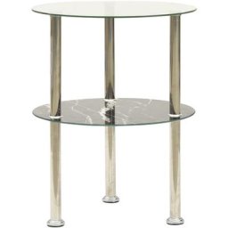 Vidaxl - Beistelltisch mit 2 Ablagen Transparent & Schwarz 38cm Hartglas Schwarz