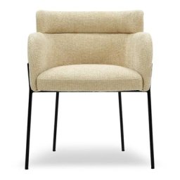 Stuhl BARON - Polsterstuhl, Tweed in Sandbeige & schwarzes Metall