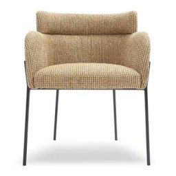 Stuhl BARON - Polsterstuhl, Tweed in Miami Gelb & schwarzes Metall