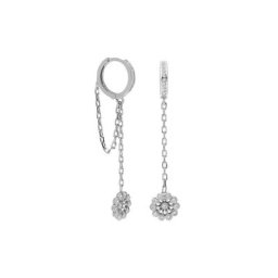 dKeniz Paar Ohrhänger 925/- Sterling Silber rhodiniert Glänzend 2,5cm Zirkonia Weiß