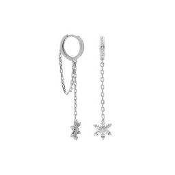 dKeniz Paar Ohrhänger 925/- Sterling Silber rhodiniert Glänzend 2,5cm Zirkonia Weiß