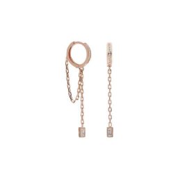 dKeniz Paar Ohrhänger 925/- Sterling Silber rosevergoldet Glänzend 2,5cm Zirkonia Weiß