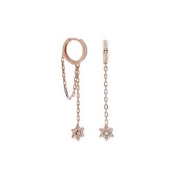 dKeniz Paar Ohrhänger 925/- Sterling Silber rosevergoldet Glänzend 2,5cm Zirkonia Weiß