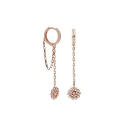 dKeniz Paar Ohrhänger 925/- Sterling Silber rosevergoldet Glänzend 2,5cm Zirkonia Weiß