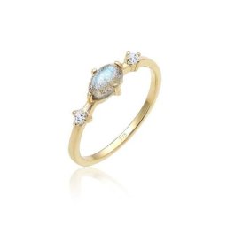 Elli Premium Fingerring Bandring Labradorit Topas Edelstein 375er Gelbgold