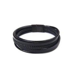 J.Jayz Lederarmband im maskulinen Design, mehrreihig, teilweise geflochten