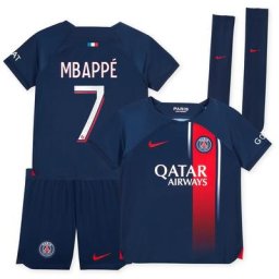 PSG Nike Stadium Mini-Kit Heim 2023-24 - Kleinkinder mit Aufdruck Mbappé 7