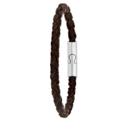 Lucardi Armband Leder silbern Herrenschmuck Herren