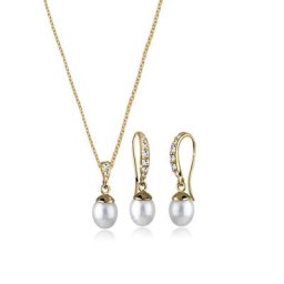 Elli Elli Schmuckset Elegant Perle Kristall 925 Silber Schmuck-Set Damen