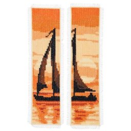 Lesezeichen Boote im Sonnenuntergang