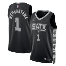 San Antonio Spurs Jordan Statement Swingman Jersey 2023 NBA Draft First Round Pick - Black - Victor Wembanyama - Unisex
