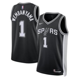 San Antonio Spurs Nike Icon Swingman Jersey 2023 NBA Draft First Round Pick - Black - Victor Wembanyama - Unisex