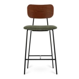 Barhocker EERO - Barhocker, Samt in Piniengrün, Walnussholz & schwarzes Metall