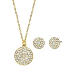 Fossil Ohrring und Ketten Set JGFTSET1053 (Set, 3-tlg), mit Opal und Zirkonia (synth)