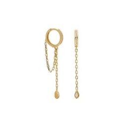 dKeniz Paar Ohrhänger 925/- Sterling Silber vergoldet Glänzend 2,5cm Zirkonia Weiß