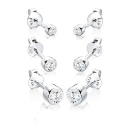 Elli Ohrring-Set 3er Stecker Set Basic Ohrstecker Zirkonia Silber