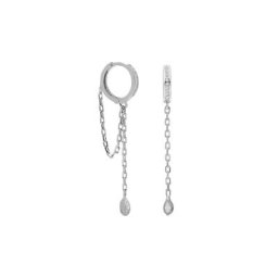 dKeniz Paar Ohrhänger 925/- Sterling Silber rhodiniert Glänzend 2,5cm Zirkonia Weiß