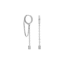dKeniz Paar Ohrhänger 925/- Sterling Silber rhodiniert Glänzend 2,5cm Zirkonia Weiß