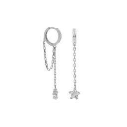 dKeniz Paar Ohrhänger 925/- Sterling Silber rhodiniert Glänzend 2,5cm Zirkonia Weiß