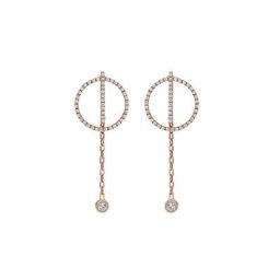 dKeniz Paar Ohrstecker 925 Sterling Silber rosevergoldet Glänzend 2,5cm Zirkonia Weiß