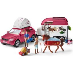 Schleich® Spielwelt HORSE CLUB, Abenteuer mit Auto und Pferdeanhänger (42535), Made in Europe