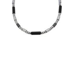 Firetti Collier glänzende und matte Walzen, massiv, mit Onyx und Hämatit, Made in Germany